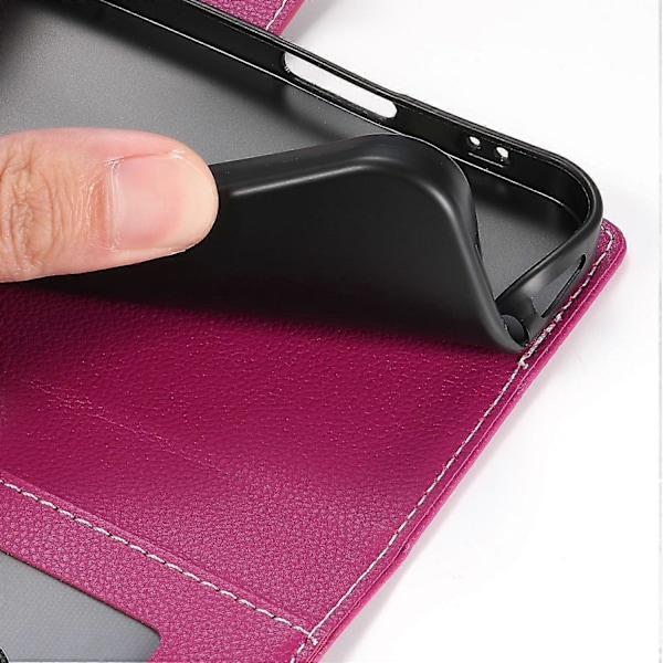 Kompatibel med Samsung Galaxy A24 4G (162.1 x 77.6 x 8.3mm) Læder Etui med Lås, Wallet Stand og Telefon Cover - Perfekt Rose