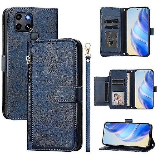 PU-pungcover kompatibelt med Infinix Smart 6 / Smart 6 Plus - Perfet Blue