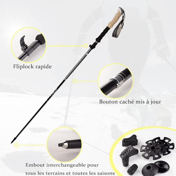 Trekkingstave 2 stk Teleskopiske vandrestave Aluminium Nordic Pol- Perfet