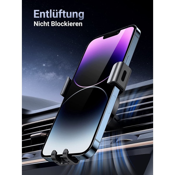 mobiltelefonhållare billuftventil för iPhone, Galaxy (svart) - Perfet