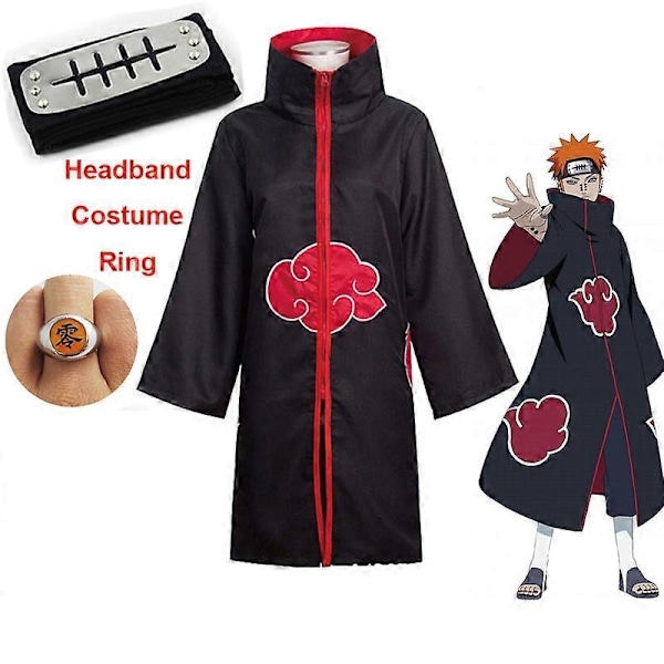 Harajuku Cosplay Uchiha Itachi Cosplay Kostume Pandebånd Halskæde Ring Kunai Deida Rafei Halloween Kostume Drenge og Piger Smerte Kappe - Perfekt Yellow 135
