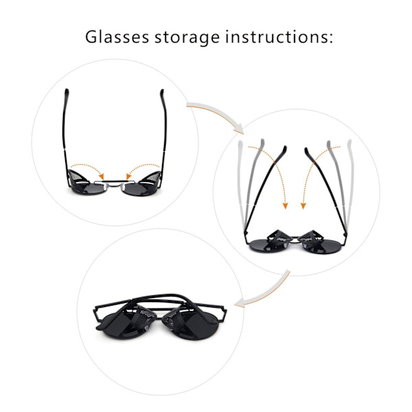 runda vintage polariserade solglasögon Steampunk stil Eyew - Perfet