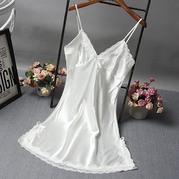 Bowknot Transparent Sexig Underkläder Spets Tyll Hål hängslen Vit- Perfet White XL