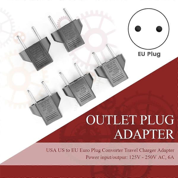 5-pakning USA til EU-pluggadapter Reiseadapter AC-strømpluggadapter