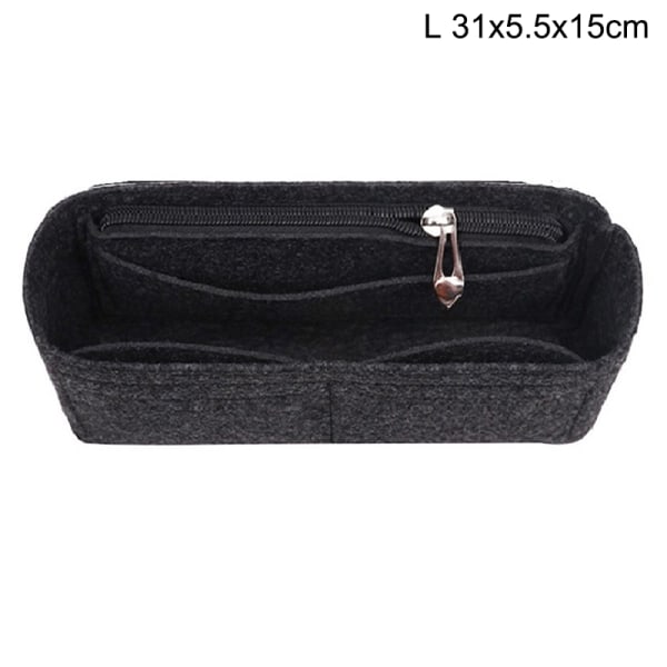 Multi-Pocket Women Insert Bag Handväska i filttyg - Perfet Black L