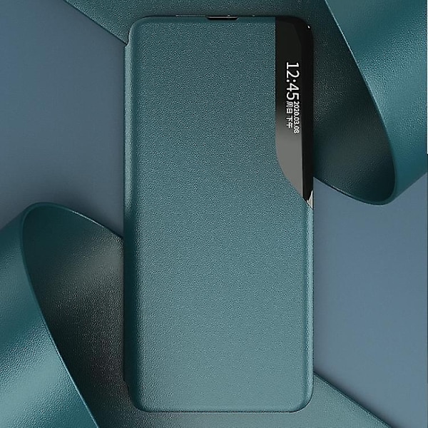Side Display Læder Etui Kompatibelt med iPhone 15 Plus-Perfet Blue