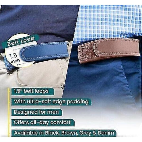 BeltBro Titanium Elastisk Bælte til Mænd (Uden Spænde) - Passer til 1.5\" Bæltestropper (Komfortabel Pasform) - Perfekt Black S