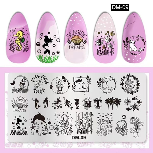 Nail Stamping Plates Utskrift sjablong Manikyr Art Stamp Temp - Perfet DM9