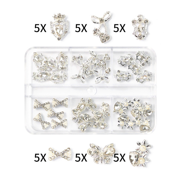 Planet Nail Art Charm Båge/Hjärta Form Naglar Strass Gem Kristall, 3D Nail Art Dekoration Metall Nagel Naglar Nail Art Smycken 17- Perfet 17