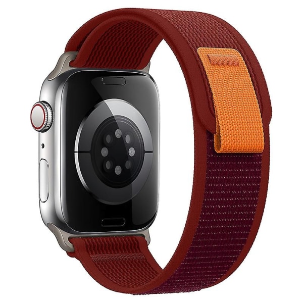 Velegnet til Trail Loop Strap til Apple Watch Band Ultra 8 7 6 5 3 Ur 49mm 45mm 40mm 44mm 41mm 42mm 38mm Nylon Correa Armbånd Iwatch Series Watch Wine Red 42mm 44mm 45mm 49mm