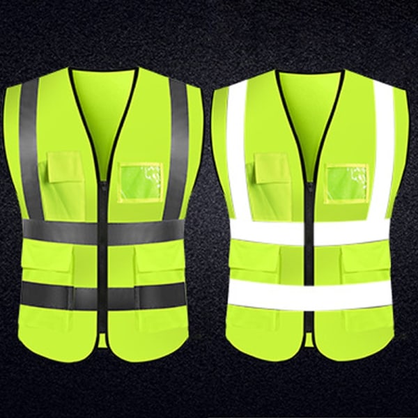 Heijastinliivi High Visibility Vest Puhelin- ja henkilöllisyystodistustaskut - Perfet # 8 Green XL