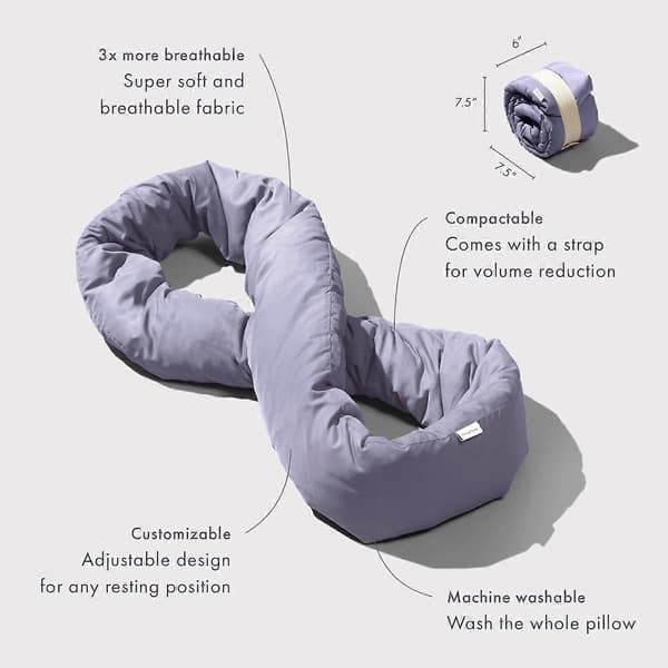 Infinity Pillow - Rese Nackkudde - Mångsidig Mjuk 360° Stöd Scarf - Maskintvättbar - Hemresa Flygresor Bilresor (Lila)-Perfekt