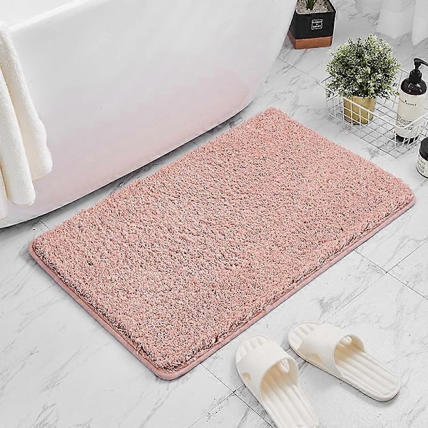 Badeværelsesmåtte skridsikker absorberende brusebadsrum badeværelsestæppe tykt tæppe - Perfet Pink 40*60cm