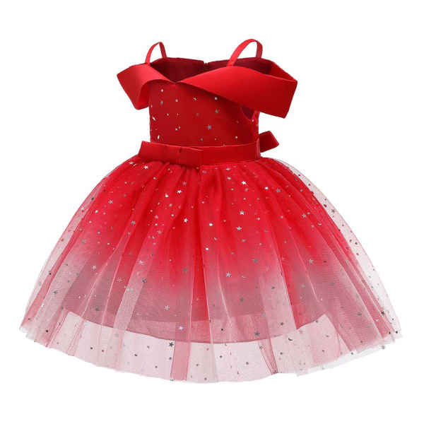 Perfekta flickor Prinsess Balklänningar Tyll Tutu Klänning Bröllopsfest - Perfet red 130cm