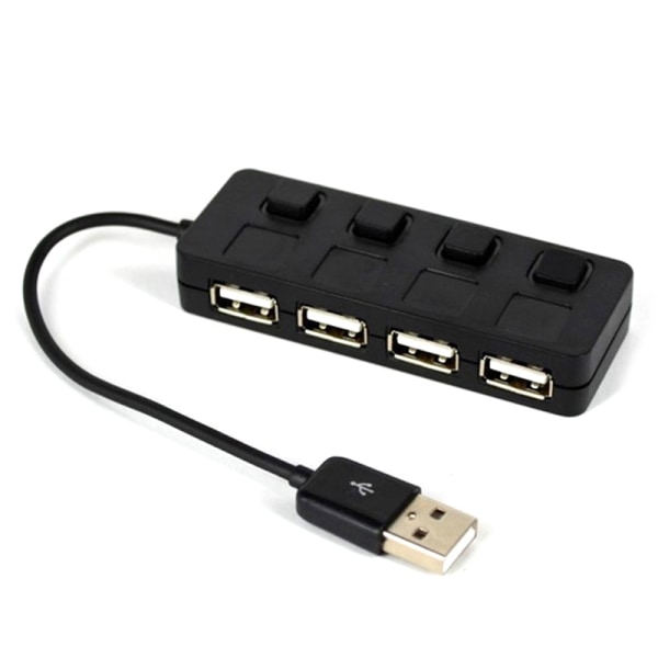 USB 2.0 HUB Multi USB Splitter 4 Ports Expander Med Switch - Perfet Black