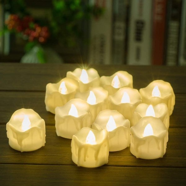 Led Timer lys, 12-pakning LED varme lys Flammefri lys - Perfet