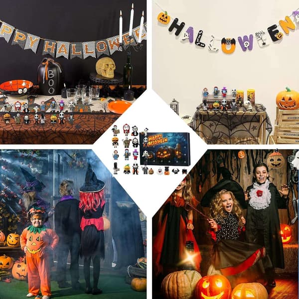 24-dagers Halloween-adventskalender, nøkkelring, juletrepyntgave - Perfekt B