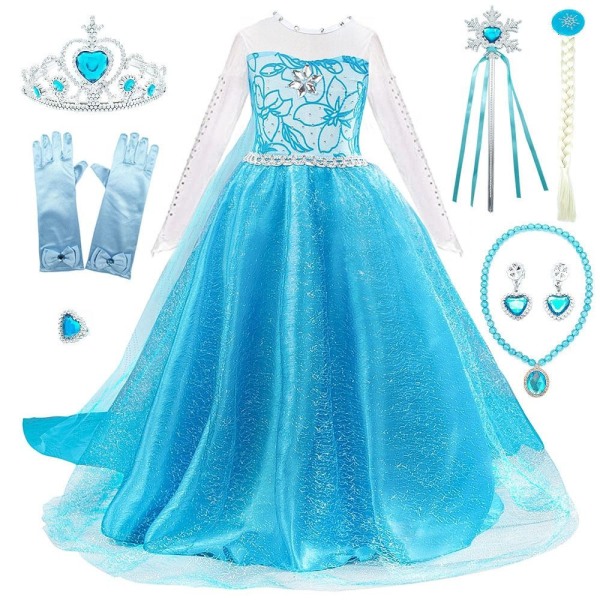 Elsa mekot tytöille Cosplay Costumes- Perfet 130cm