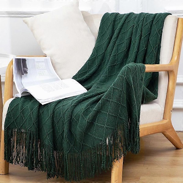 Myk Strikket Teppe, Sofateppe - Perfekt Dark green 130*240cm