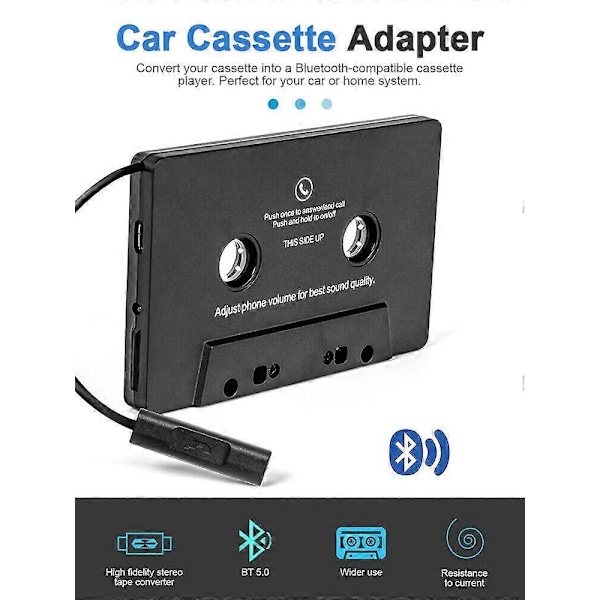 Bluetooth 5.0 Kasettisovitin Auto Langaton Kasettisovitin Kasetti MP3 Radio-Perfet