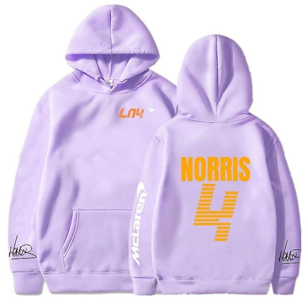 Mclaren F1 Hoodie Lando Norris 4 Bogstav Tryk Herre- og Dame Sweatshirt Efterår/vinter Casual Fashion Street Stor Hoodie-Perfet Purple XS