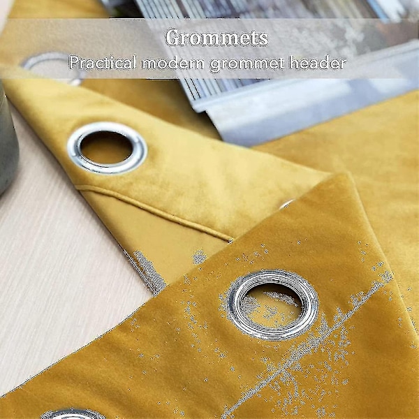 Luksuriøse termisk isolerede gardiner, tykke, solide, effektive mørklægningsgardiner - Perfekt Golden Yellow W 39x H 55 100cm*140cm