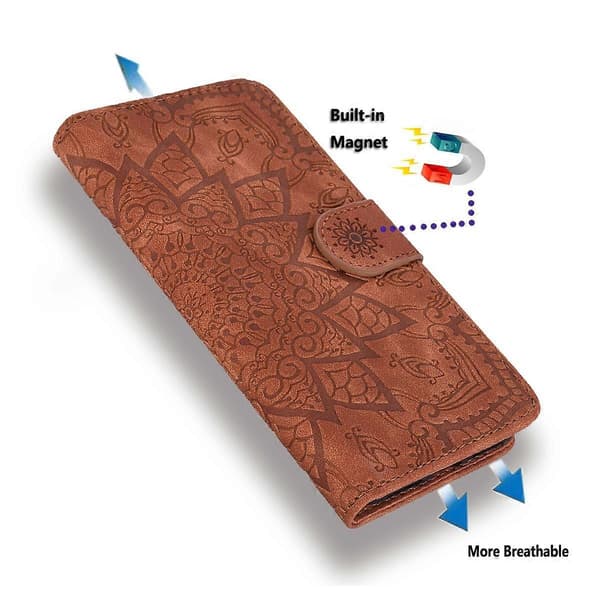 för Samsung Galaxy S24 FE Fodral PU Läder Plånbok Flip Telefon Skydd Blomma Tryckt-Perfet Red