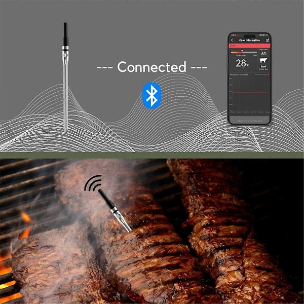 Trådløst Mat Kjøtt Termometer Smart Digitalt Bluetooth BBQ Termometer for Kjøkken Matlaging Ovn Grill-Perfekt 2 Probes
