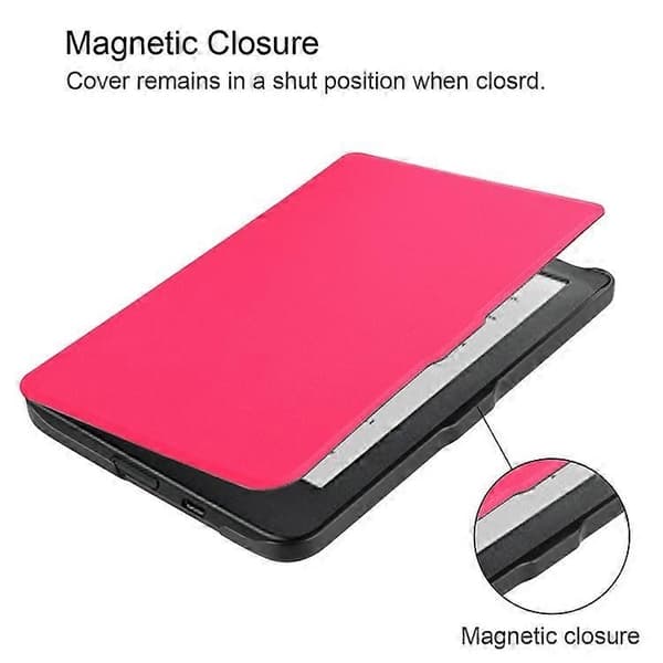PU Lær Smart Magnetisk Flip-deksel Kompatibelt med Kobo Clara HD-Perfet Pink