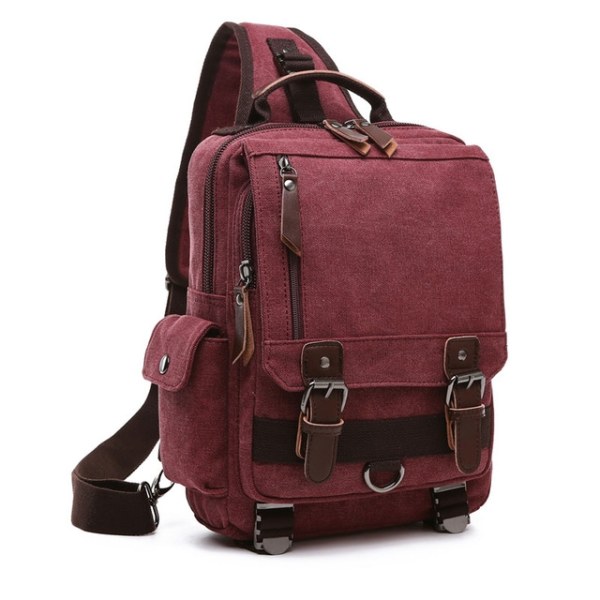 ny liten canvasryggsäck herr Reseryggsäck Multifunktionell axelväska för kvinnor Laptopryggsäck Skolväskor Dam Daypack red 1