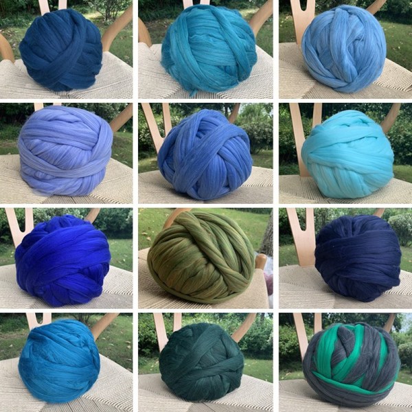 Bulky Ull Garn Chunky Arm Knitting Super Myk Giant Ball Rovin - Perfet Sky blue