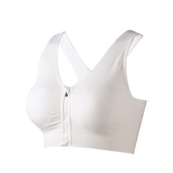 Sport-BH med dragkedja framtill för kvinnor Trådlös Post Surgery BH Active Yoga Sports BH - Perfet White XL