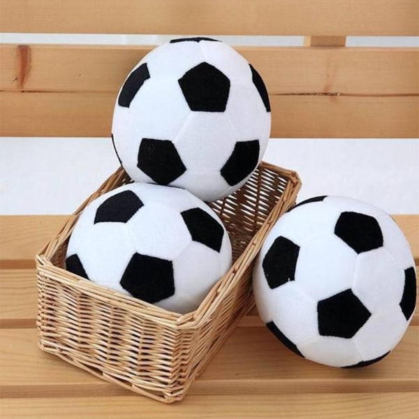 Fodbold sportsbold kastepude fyldt blødt plys legetøj til småbørn - Perfet black+whiteB L