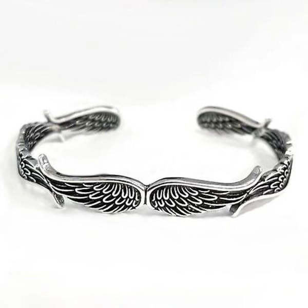 Silver Feather Angel Wings Armband Justerbar Manschett Armring Charm Smycken Present - Perfet