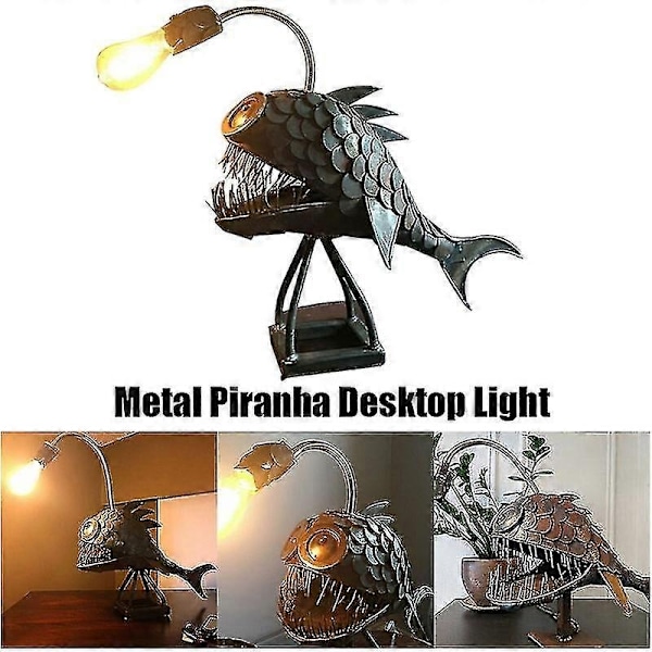 Fiskeri Lampe USB Genopladelig Skrivebords Metal Lampe Håndlavet Håndværk Hjem Stue Dekoration Sm-Perfet