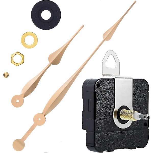 Klockmekanism med högt vridmoment, lång axel och 30 cm långa spadformade visare (guld) - Perfet
