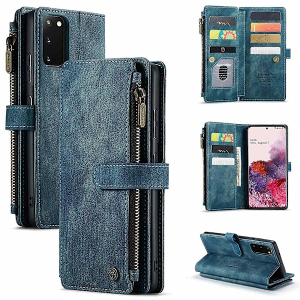 Yhteensopiva Samsung Galaxy S20 5G CaseMe-C30 PU + TPU Monitoiminen Vaakasuora Käännettävä Nahkakotelo Pidikkeellä & Korttipaikalla & Lompakolla - Täydellinen Blue