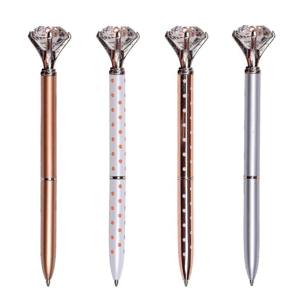 stk Crystal Diamond Penne, Rose Gold Metal Kuglepen med 4 Kuglepen Refills - Perfet