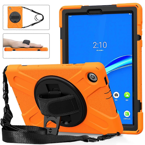 Kompatibel med Lenovo Tab M10 Plus TB 606F Stöttåligt Färgglatt Silikon + PC Skyddsfodral med Ställ, Handrem & Axelrem - Perfet