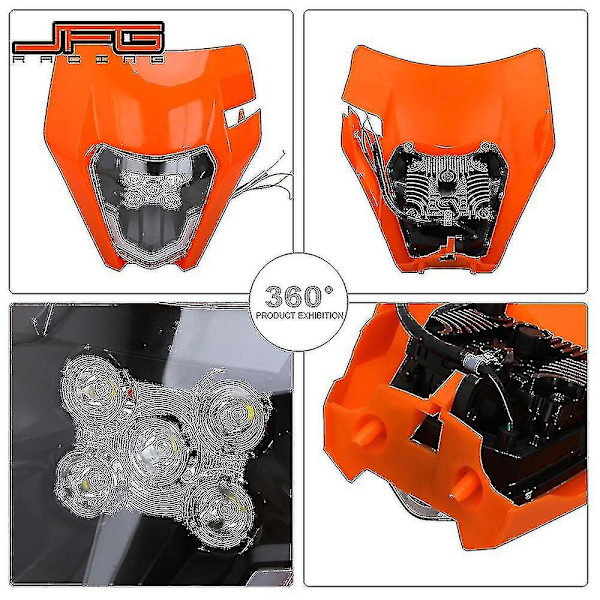 Motorcykel Ny Led Strålkastare Huvudlampa Ljus för Ktm Exc Excf Sx Sxf Xc Xcf Xcw Xcfw 125 150 250 300 350 450 530 - Perfekt B.Black