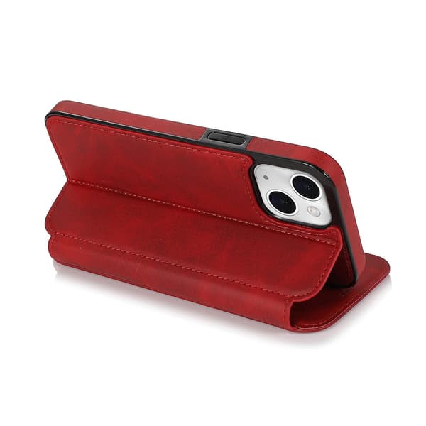 Kompatibel med iPhone 13 Mini Etui Læder Wallet Flip Telefon Etui - Perfekt Red