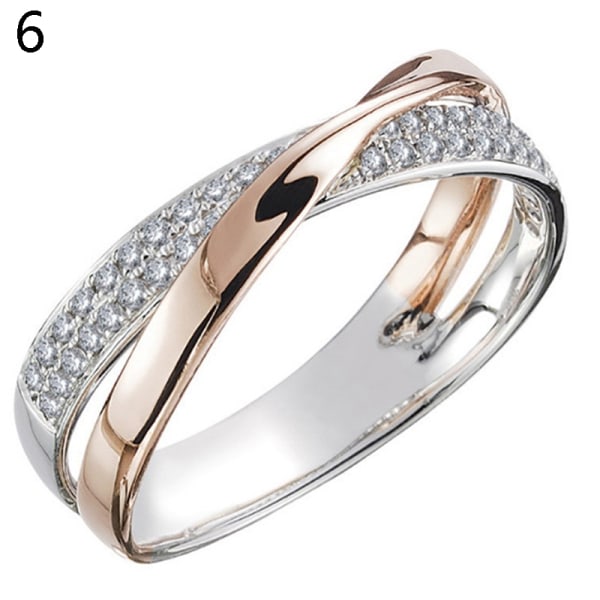 Vekttap Crystal Rhinestone Ring Slanking Healthcare Ring Gold 6