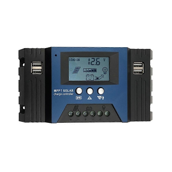 100A MPPT Aurinkolataussäädin 12/24V Automaattitarkennus Aurinkopaneelisäädin Akku Älykäs Säädin 4 USB-ulostulolla Säädettävä-Perfet 30A