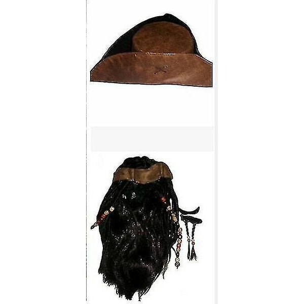 Pirates Of The Caribbean Cosplay-asu Elokuva Jack Sparrow Cosplay Täysi Asusarja Klubi Halloween Juhlat Näytös Asuste - Perfet wig hat S