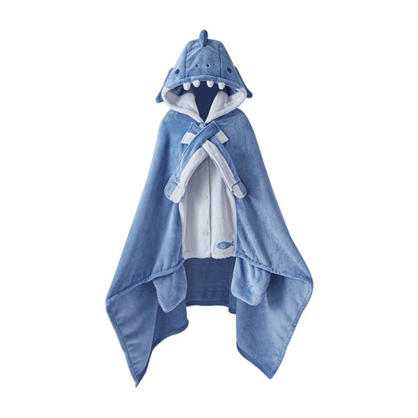 tæppe lur sjal hættekjole natkjole sødt hjem outfit pyjamas - Perfet Shark blanket cloak