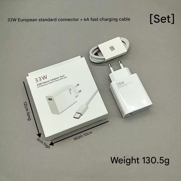 33W HyperCharge-kit för Xiaomi, Typ A Europeisk kontakt snabbladdare (1 meter) 33W