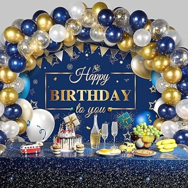 133 blå ballonbuesæt, marineblå ballonguirlandesæt, fødselsdag f-Perfet