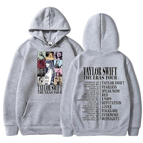 Mænd Kvinder Hoodie Taylor The Eras Tour Drenge Piger Sweatshirts Midnat Album Swift Print Kvinde Hættetrøje Mænd Tøj Unisex Trøje-Perfet grey XL