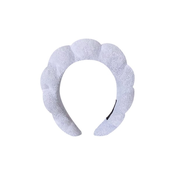 Flanell pannebånd Puffy Hair Hoop Makeup Bubble Terry Cloth Spa - Perfet White