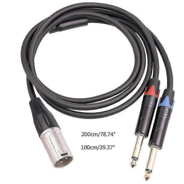 1 Xlr 3-benet hanstik til 2x 6,35 mm Ts han mono stik mikrofon lydkabel - Perfekt 2m